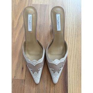 Tony Bianco Cream Cutout Pointed Toe Mule Heels 7.5